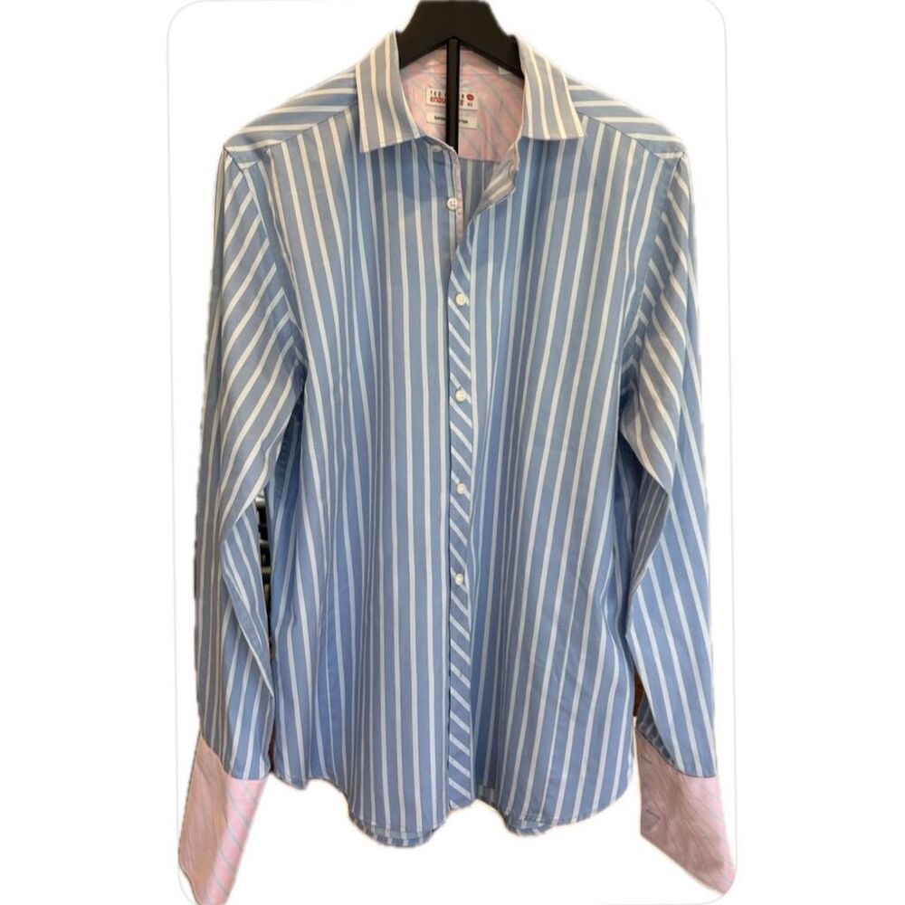Ted Baker Endurance Blue Striped Long Sleeve Button Down Dress Shirt 16.5